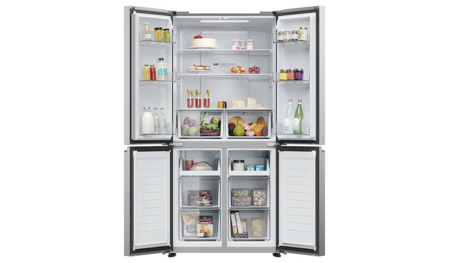 Haier HCR3818ENMG American Fridge Freezer - Silver