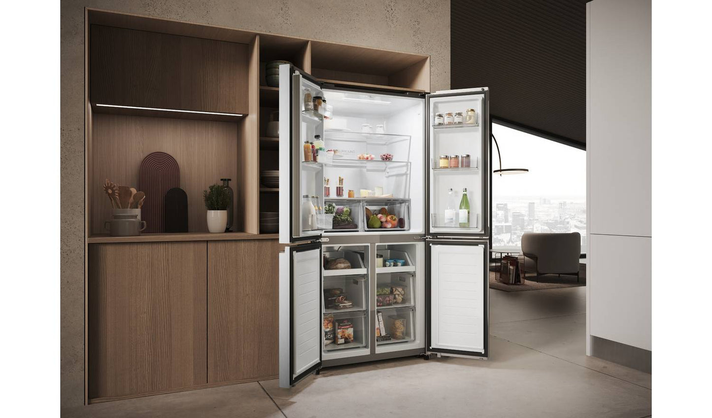 Haier HCR3818ENMG American Fridge Freezer - Silver