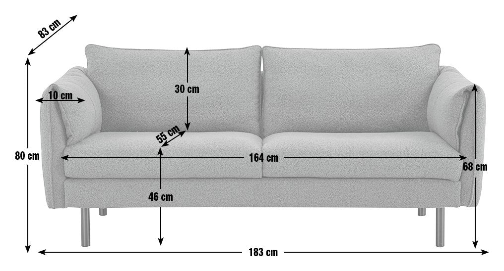 Habitat Betsy Boucle 3 Seater Sofa in a Box - Grey