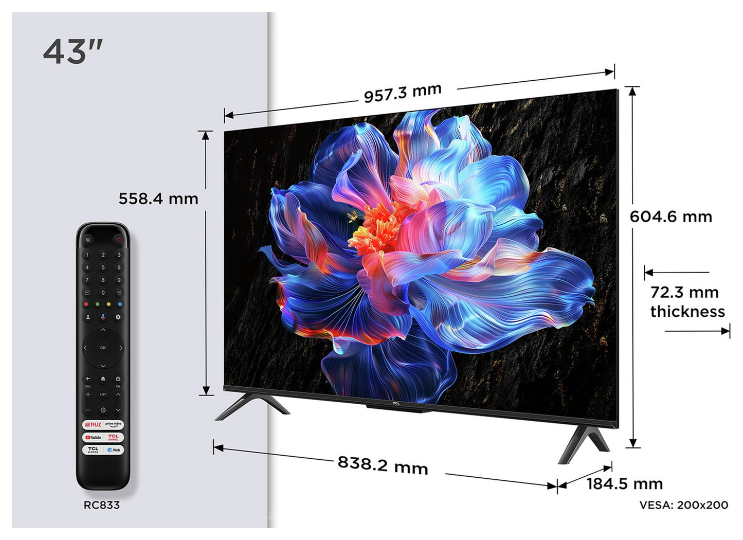 TCL 43 Inch 43V6C-UK Smart 4K UHD HDR LED TV