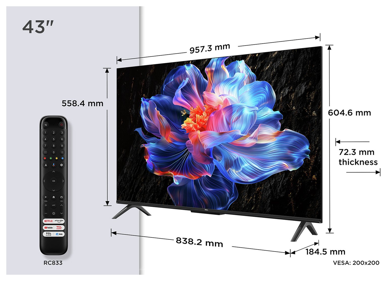 TCL 43 Inch 43V6C-UK Smart 4K UHD HDR LED TV