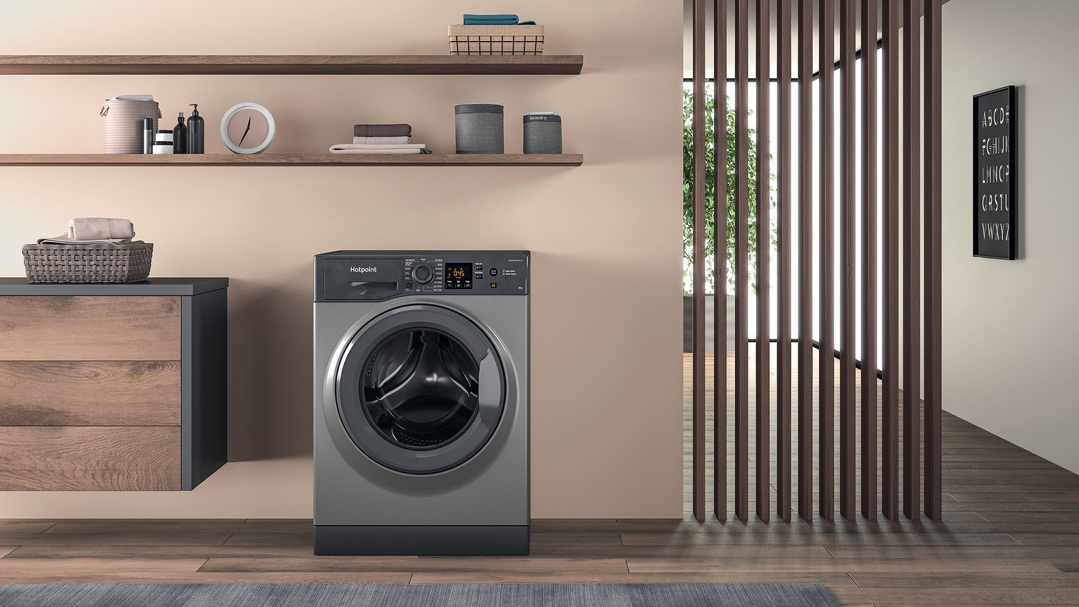 Hotpoint NSWM846GGUK 8KG 1400 Spin Washing Machine-Graphite