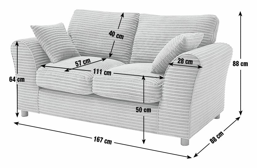 Argos Home Harry Cord 2 Seater Sofa - Charcoal