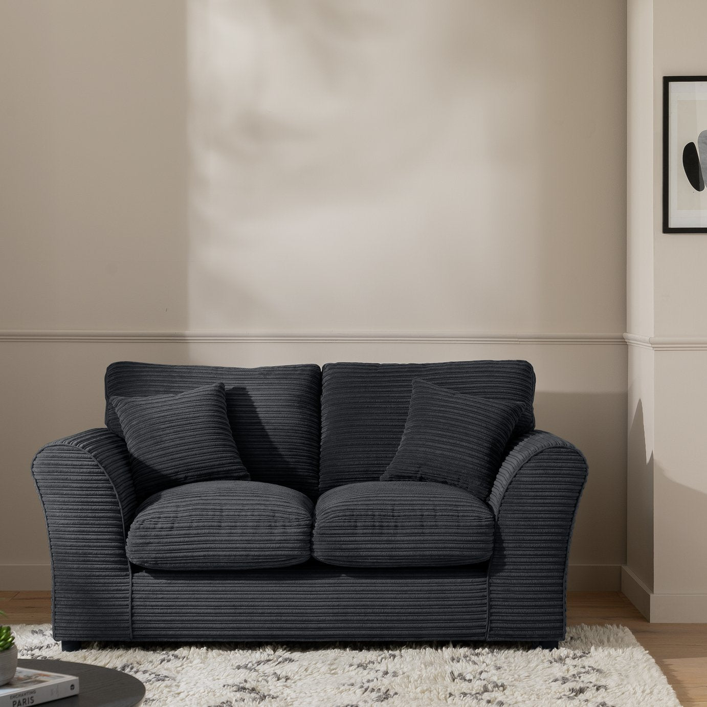 Argos Home Harry Cord 2 Seater Sofa - Charcoal