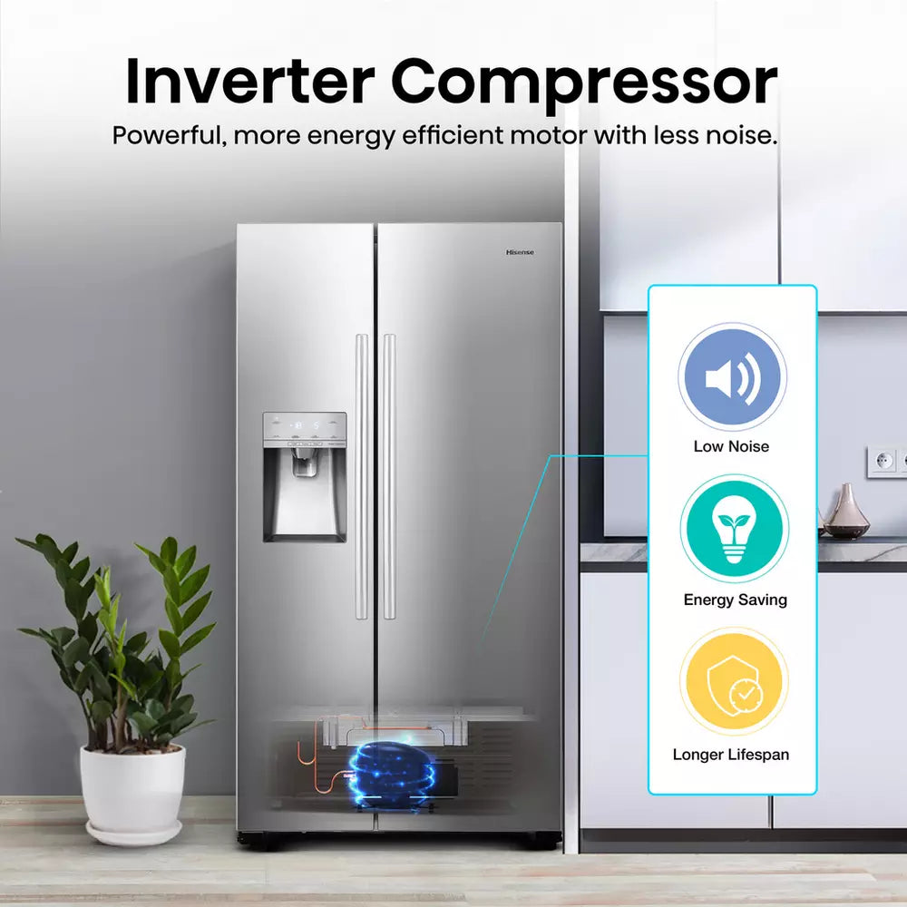 Hisense RS694N4ICE Fridge Freezer - Stainless Steel
