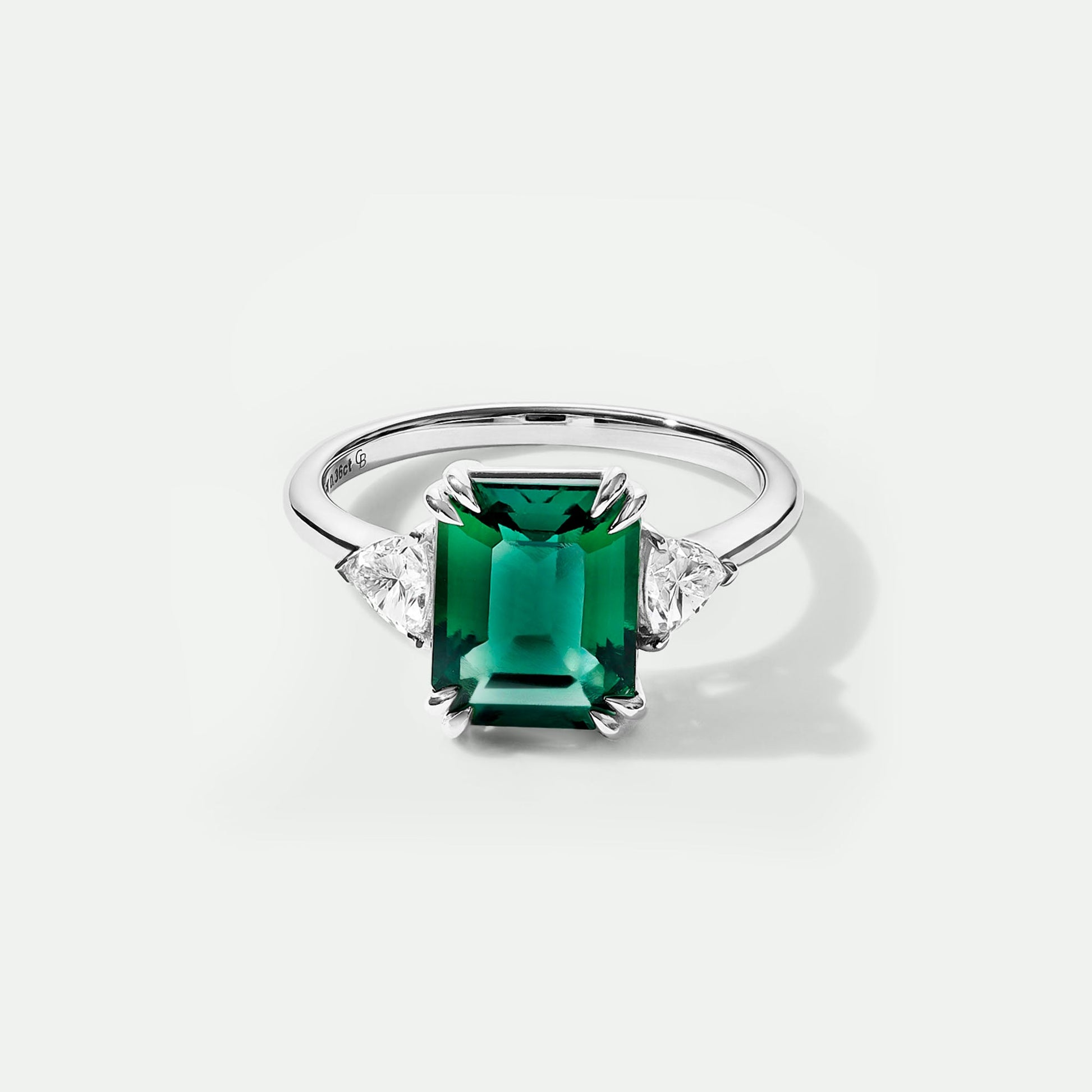 Cassie | 9ct White Gold Created Emerald and 0.36ct tw Lab Grown Diamond Ring - Interactive Group
