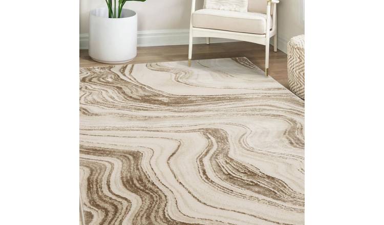 Homemaker Dusk Watercolour Marble Champagne Rug - 120x170cm