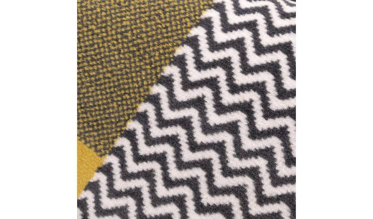 Homemaker Maestro Blocks Ochre Cut Pile Rug - 80x150cm