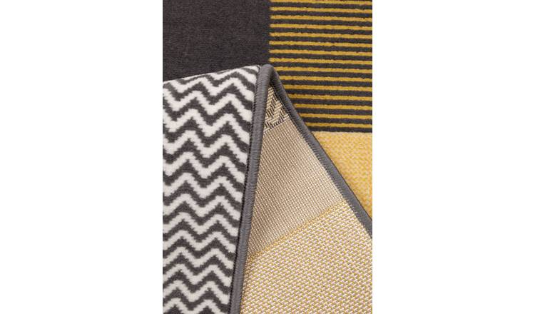 Homemaker Maestro Blocks Ochre Cut Pile Rug - 80x150cm