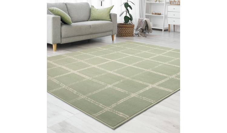 Homemaker Maestro Checks Green Cut Pile Rug - 120x170cm