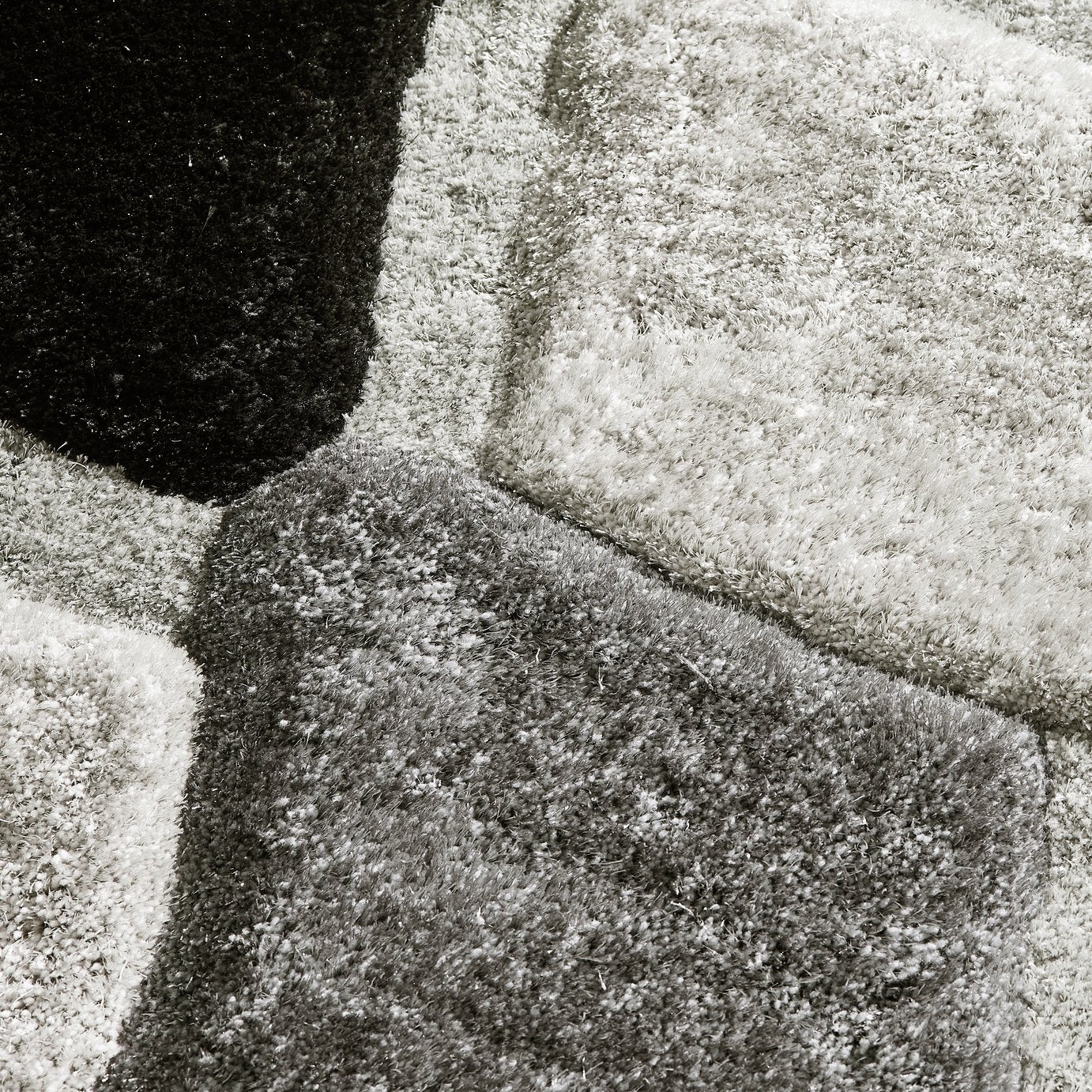 Origins 3D Geometric Grey Shaggy Rug - 120x170cm