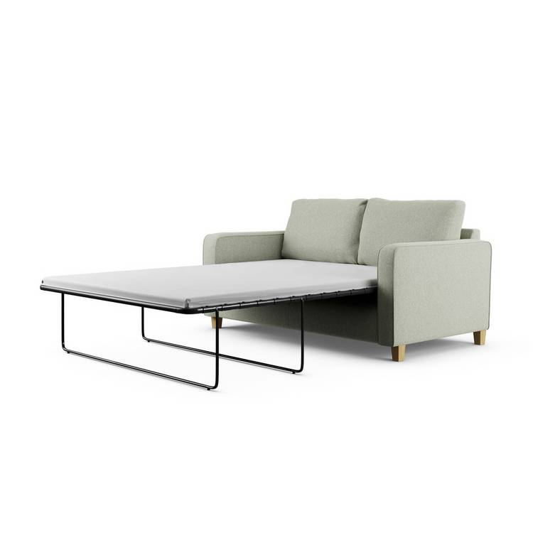 Habitat Flint Fabric 2 Seater Sofa Bed - Sage Green -Ash Leg