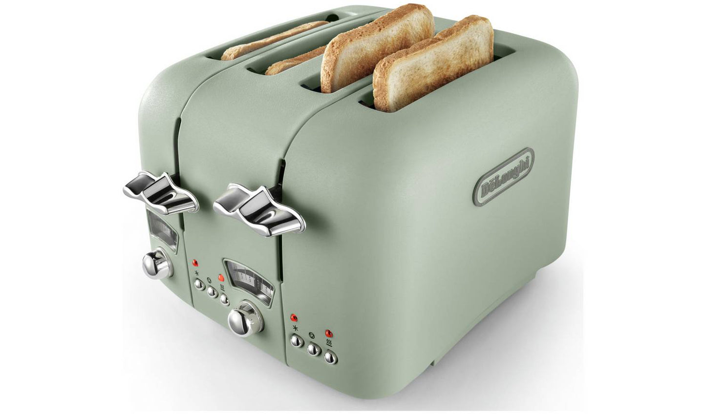 De'Longhi CTO4.GR Argento Flora 4 Slice Toaster - Green