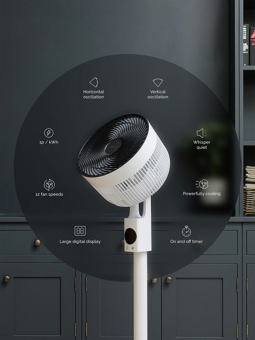 Meaco Sefte White Pedestal Fan - 10 Inch
