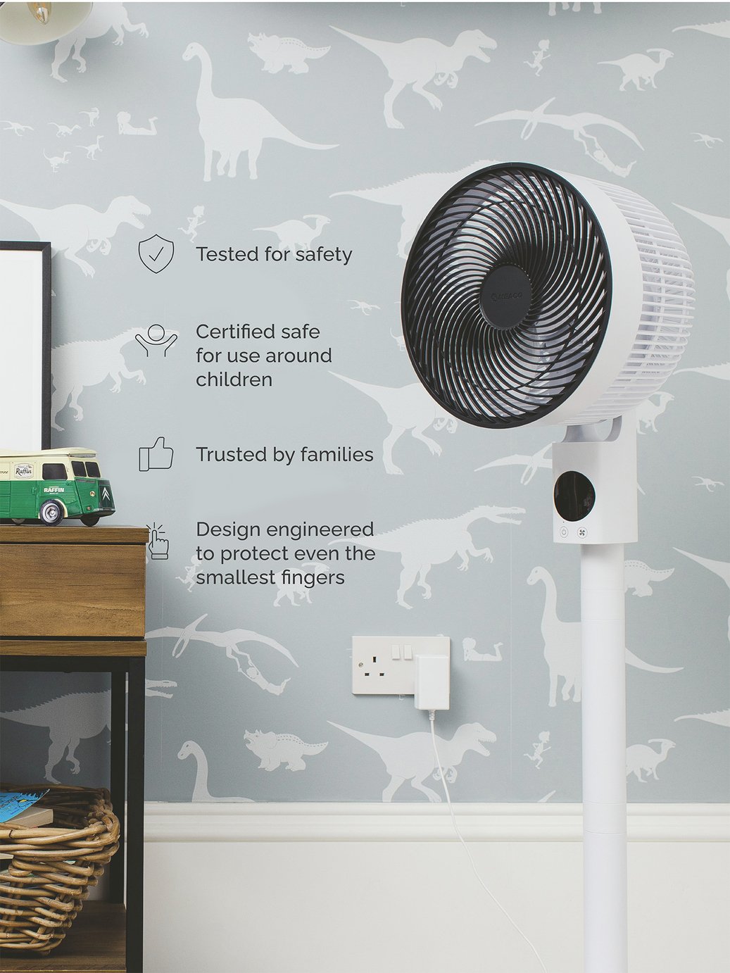 Meaco Sefte White Pedestal Fan - 10 Inch