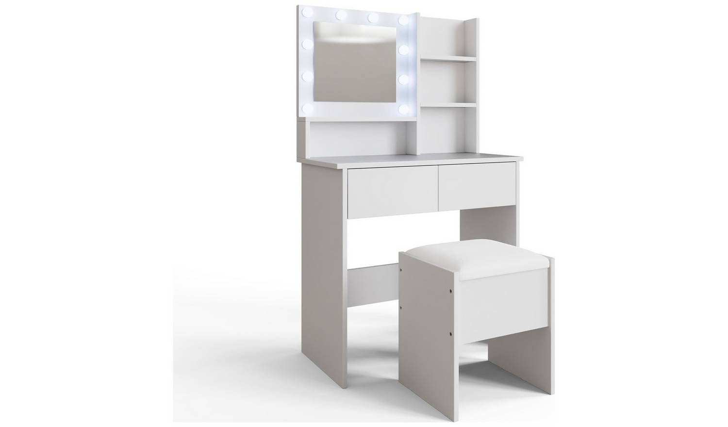 GFW Eva 2 Drawer Dressing Table With Stool - White