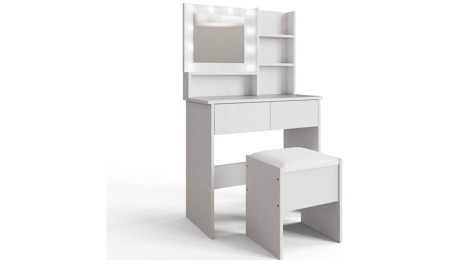 GFW Eva 2 Drawer Dressing Table With Stool - White