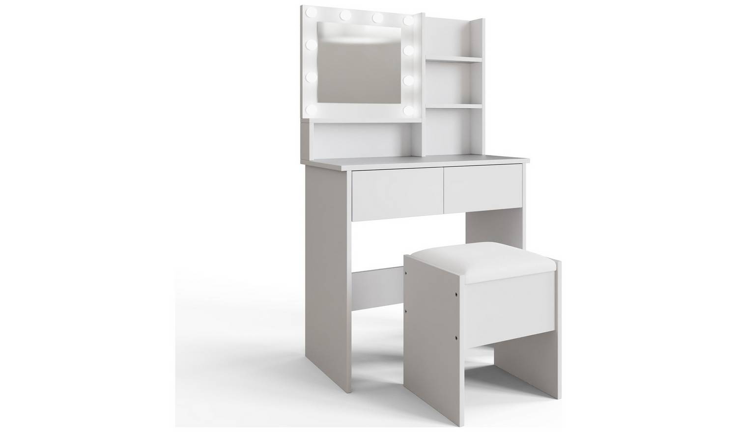 GFW Eva 2 Drawer Dressing Table With Stool - White