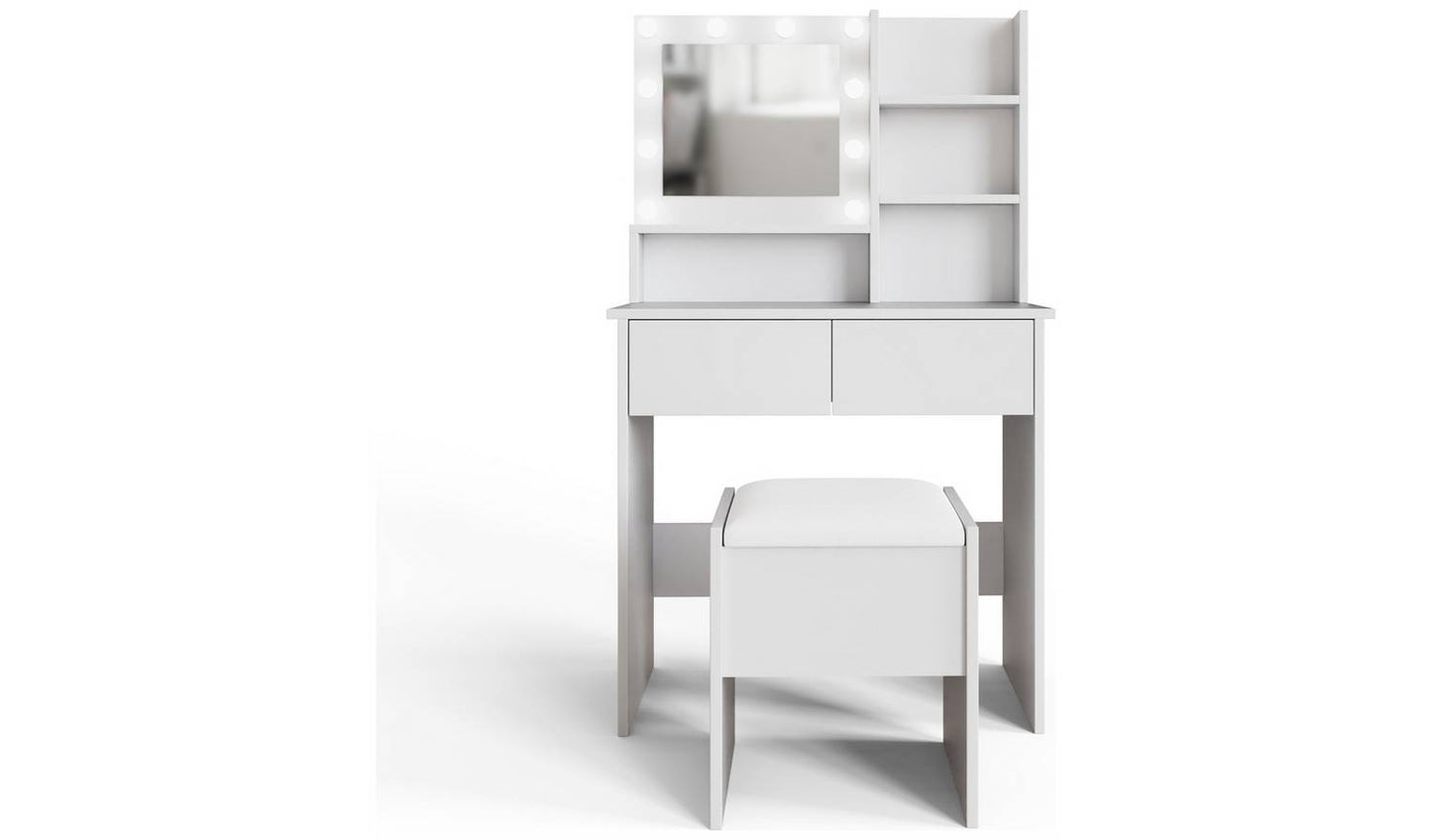 GFW Eva 2 Drawer Dressing Table With Stool - White