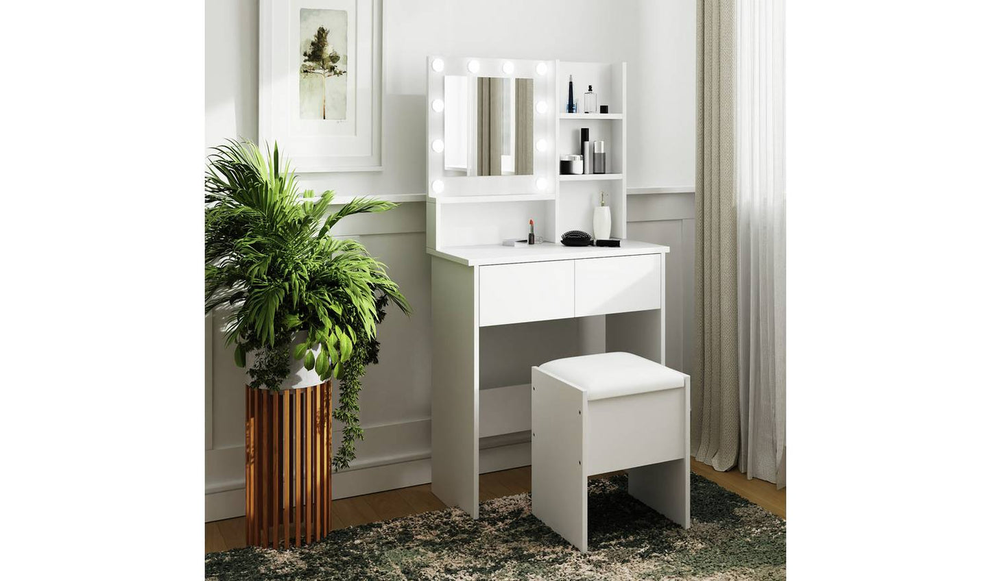 GFW Eva 2 Drawer Dressing Table With Stool - White
