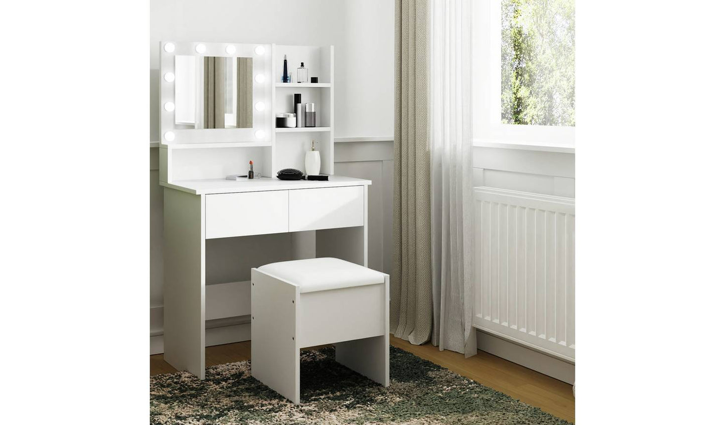 GFW Eva 2 Drawer Dressing Table With Stool - White