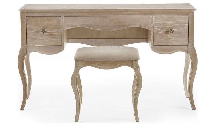 Julian Bowen Camille 2 Drawer Dressing Table and Stool - Oak