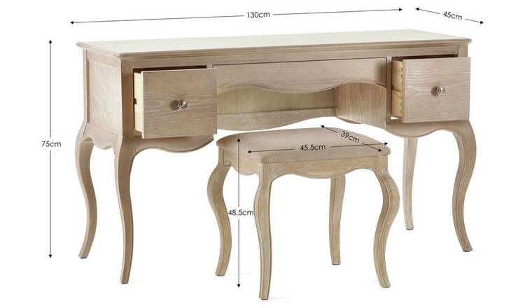 Julian Bowen Camille 2 Drawer Dressing Table and Stool - Oak