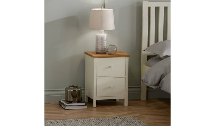 Julian Bowen Coxmoor 2 Drawer Bedside Table - Ivory & Oak