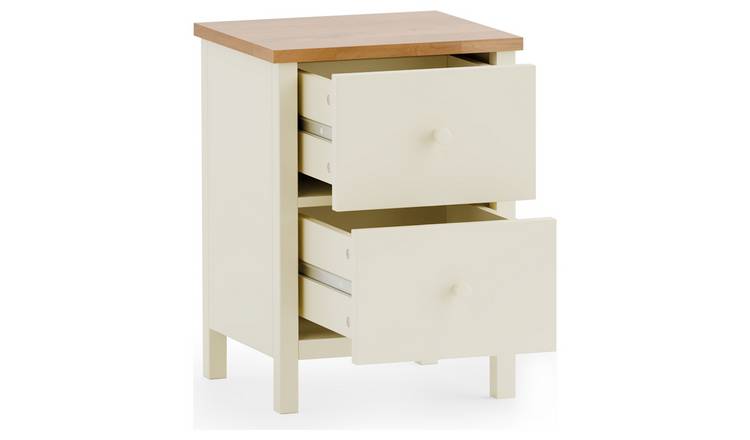 Julian Bowen Coxmoor 2 Drawer Bedside Table - Ivory & Oak