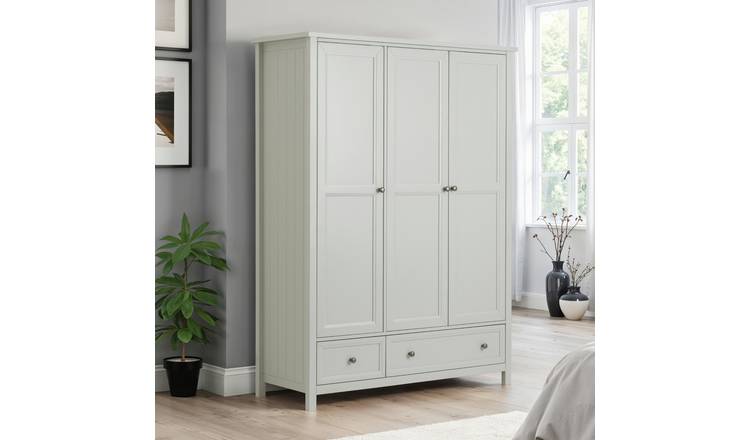 Julian Bowen Maine 3 Door 2 Drawer Wardrobe - Dove Grey