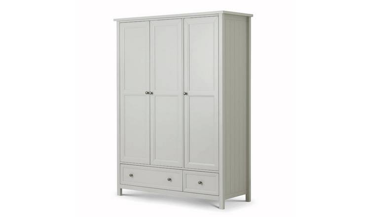 Julian Bowen Maine 3 Door 2 Drawer Wardrobe - Dove Grey