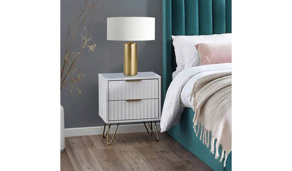 Julian Bowen Murano 2 Drawer Bedside Table - White