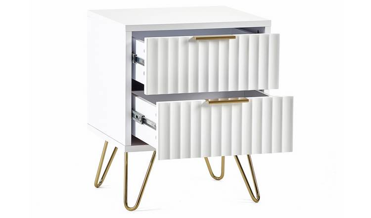 Julian Bowen Murano 2 Drawer Bedside Table - White