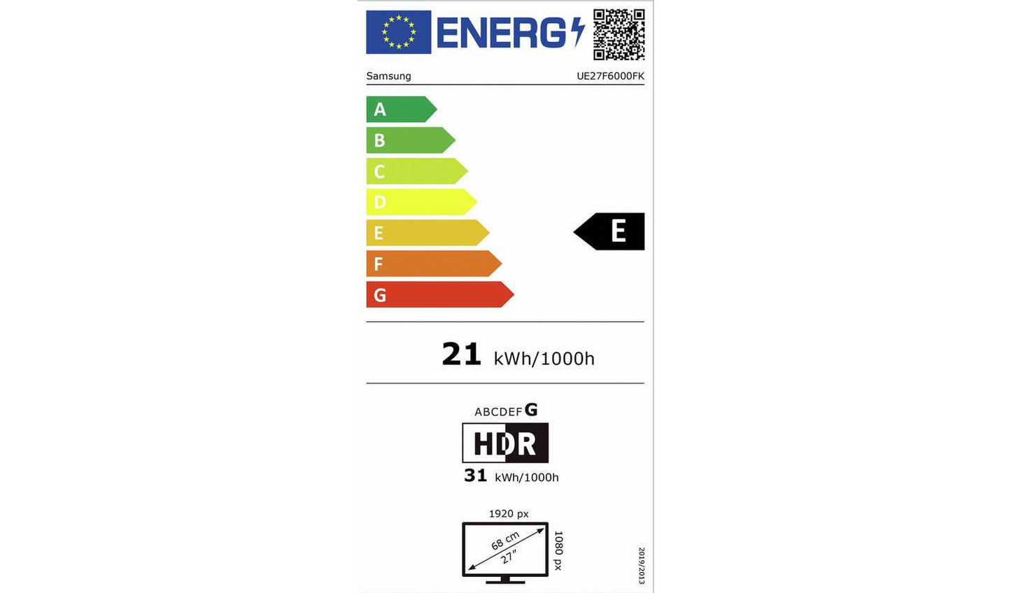 Samsung 27 Inch UE27F6000FK Smart Full HD HDR LED TV