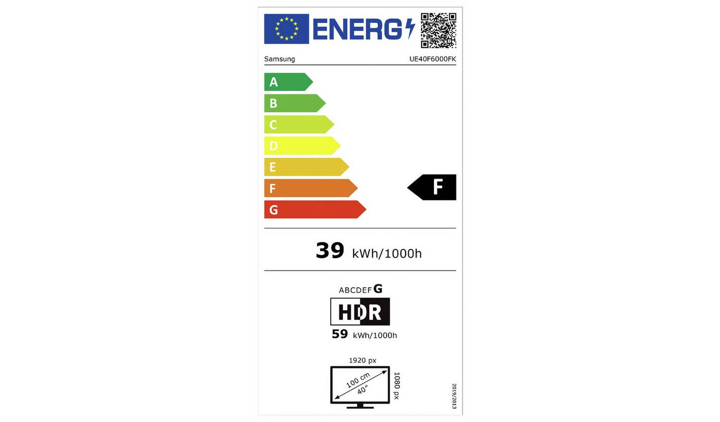 Samsung 40 Inch UE40F6000FK Smart Full HD HDR LED TV