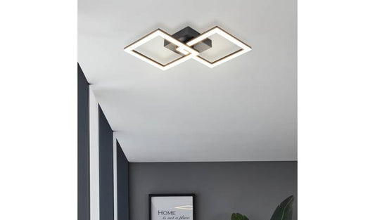 EGLO Palmaves-E Steel LED Flush Ceiling Light - Black