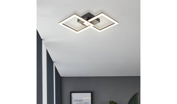 EGLO Palmaves-E Steel LED Flush Ceiling Light - Black