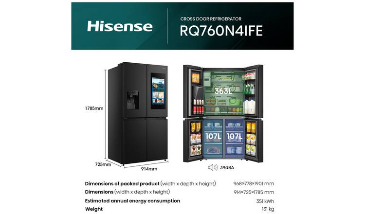 Hisense RQ760N4IFE PureFlat Smart American Fridge Freezer