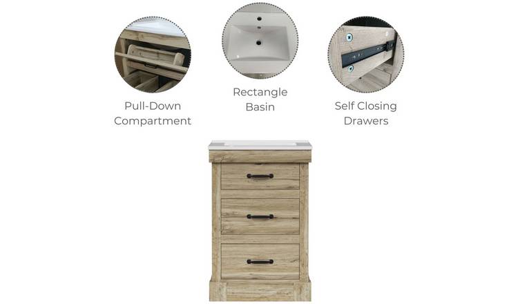 Teamson Home Donovan Vanity Sink - Light Oak