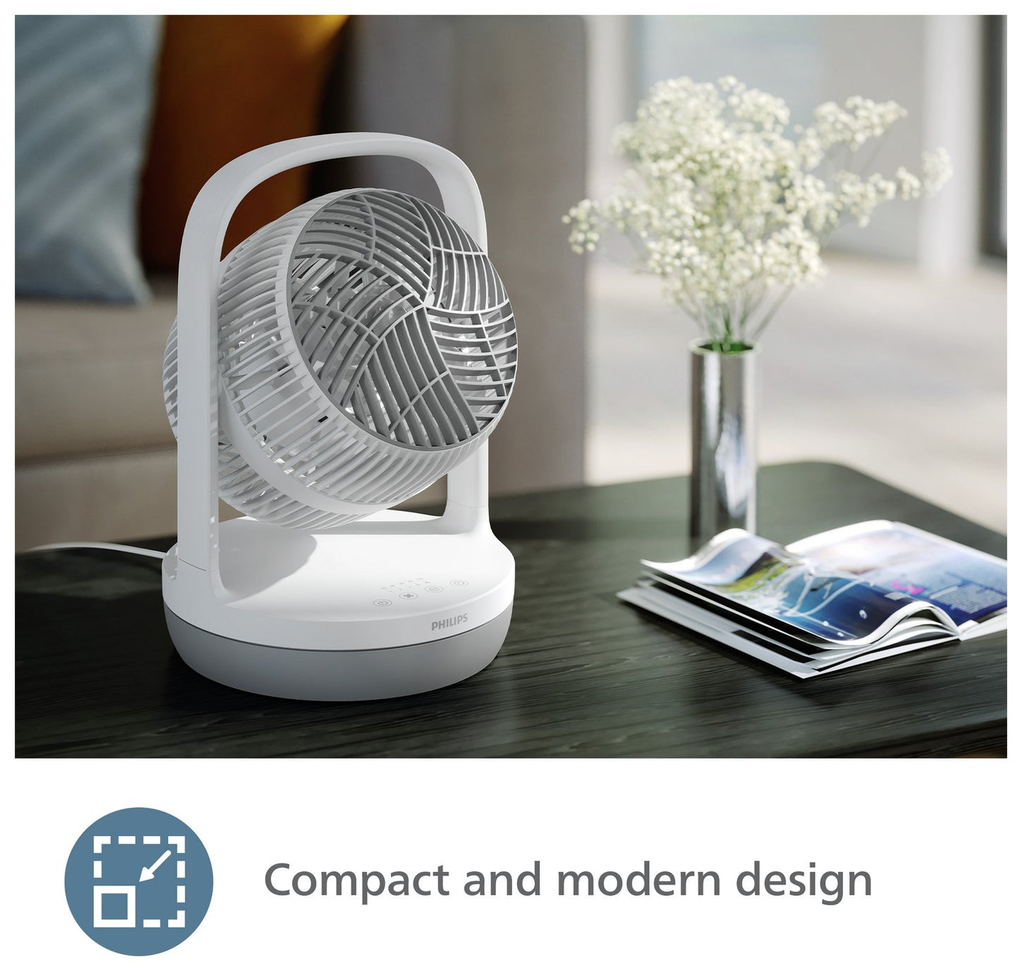 Philips 2000 Series White & Grey Desk Fan - 8 Inch