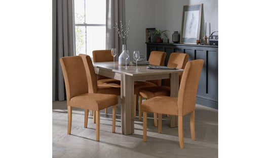 Argos Home Miami Extending Oak Dining Table & 4 Tan Chairs