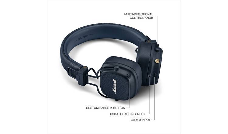 Marshall Major V On-Ear Wireless Headphones - Midnight Blue
