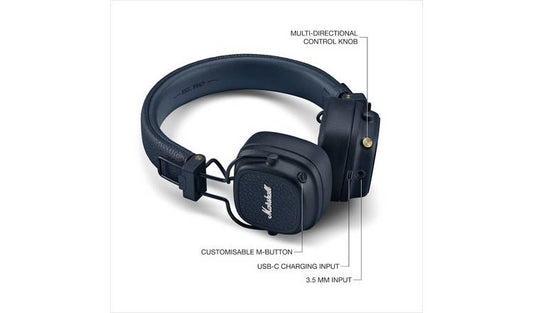 Marshall Major V On-Ear Wireless Headphones - Midnight Blue