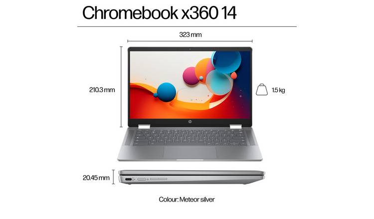 HP x360 14b-cd0002na 14in Intel N100 4GB 128GB Chromebook
