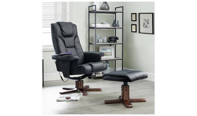 Julian Bowen Malmo Massage Recliner Chair & Footstool- Black