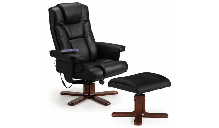 Julian Bowen Malmo Massage Recliner Chair & Footstool- Black