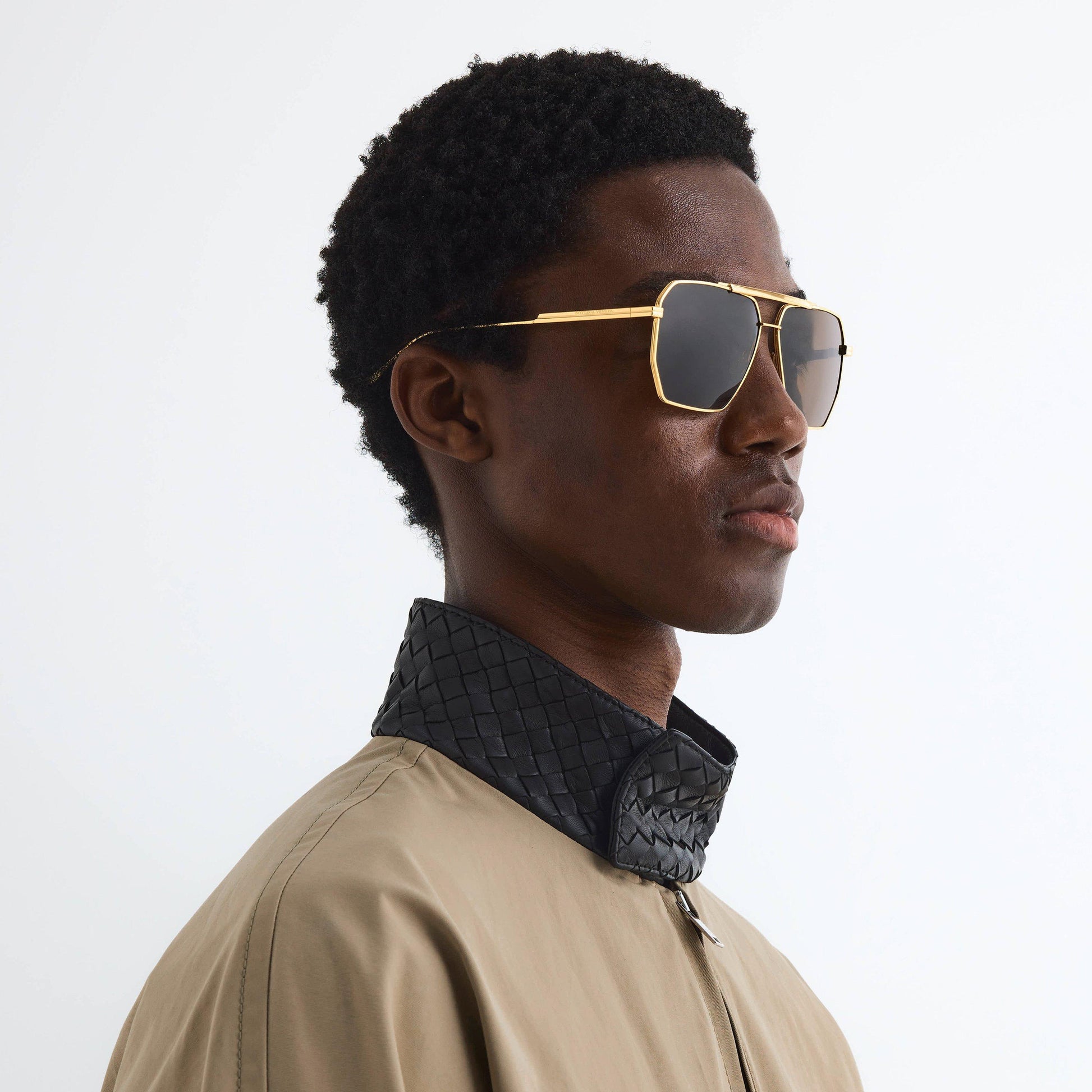 Bottega Veneta Mens BV1012S Aviator Sunglasses