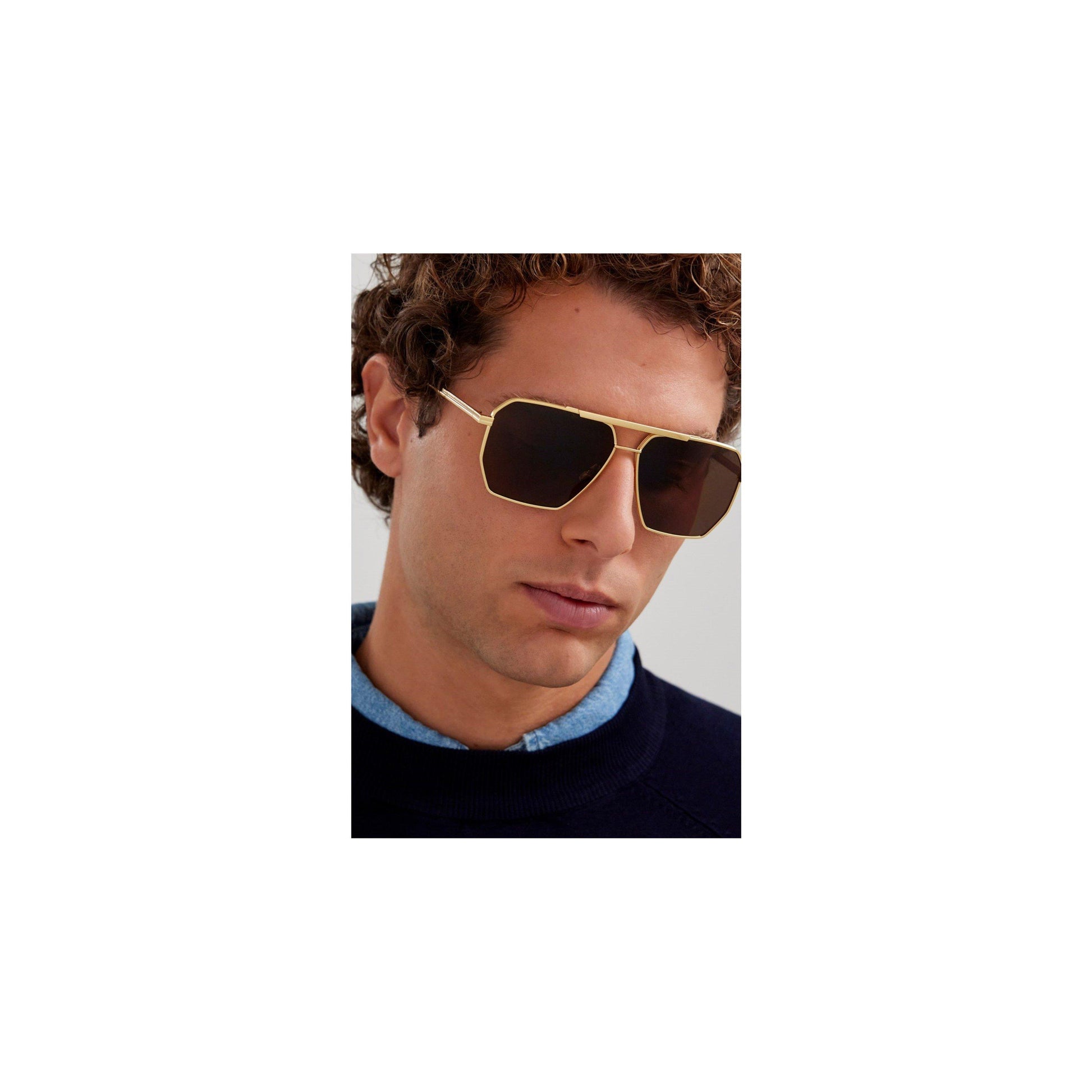 Bottega Veneta Mens BV1012S Aviator Sunglasses