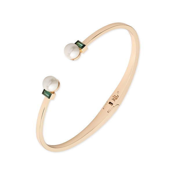 Lauren Ralph Lauren Gold & Erinite Faux Pearl Cuff Bangle