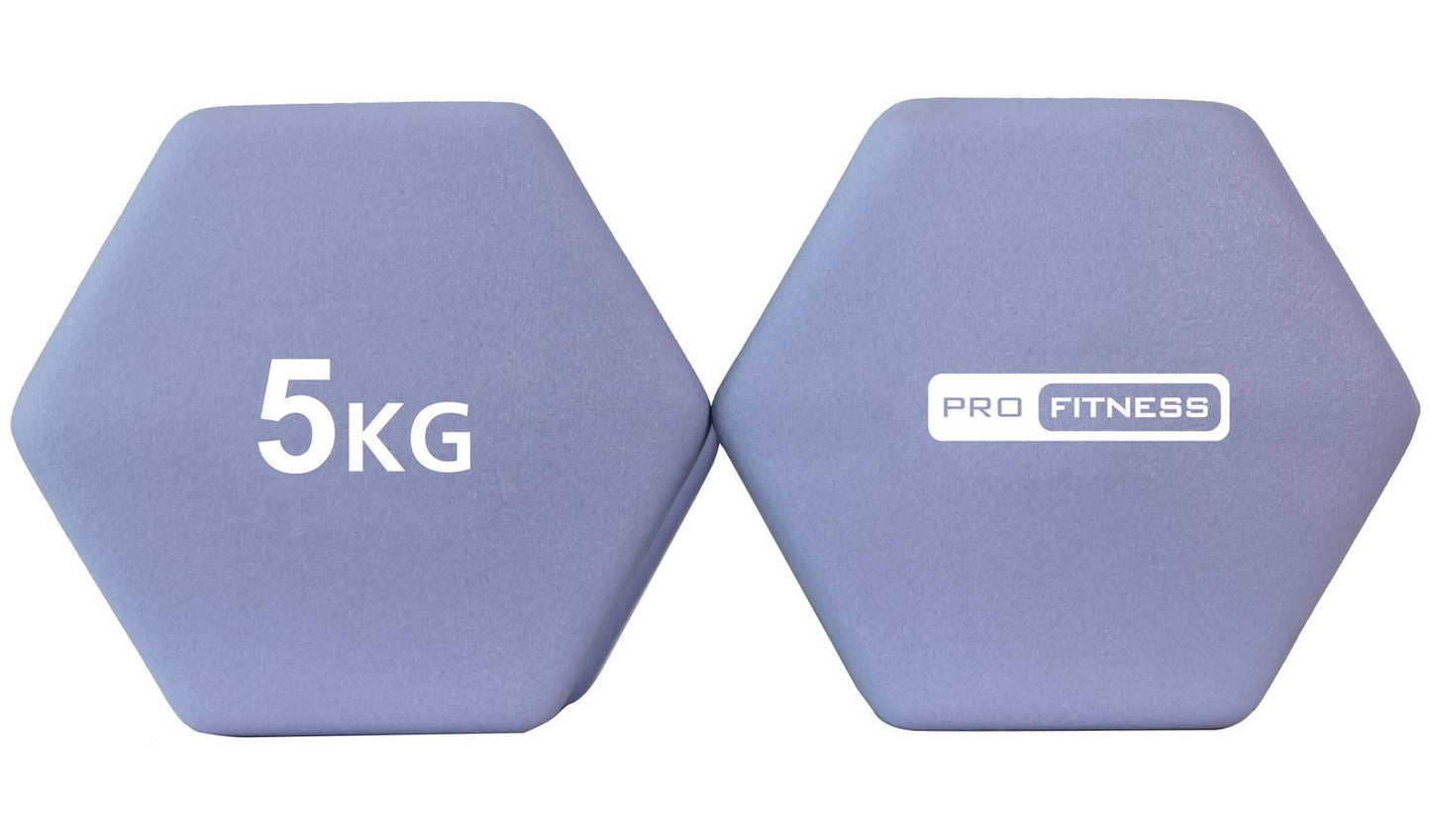 Pro Fitness Neoprene Dumbbells - 2 x 5kg